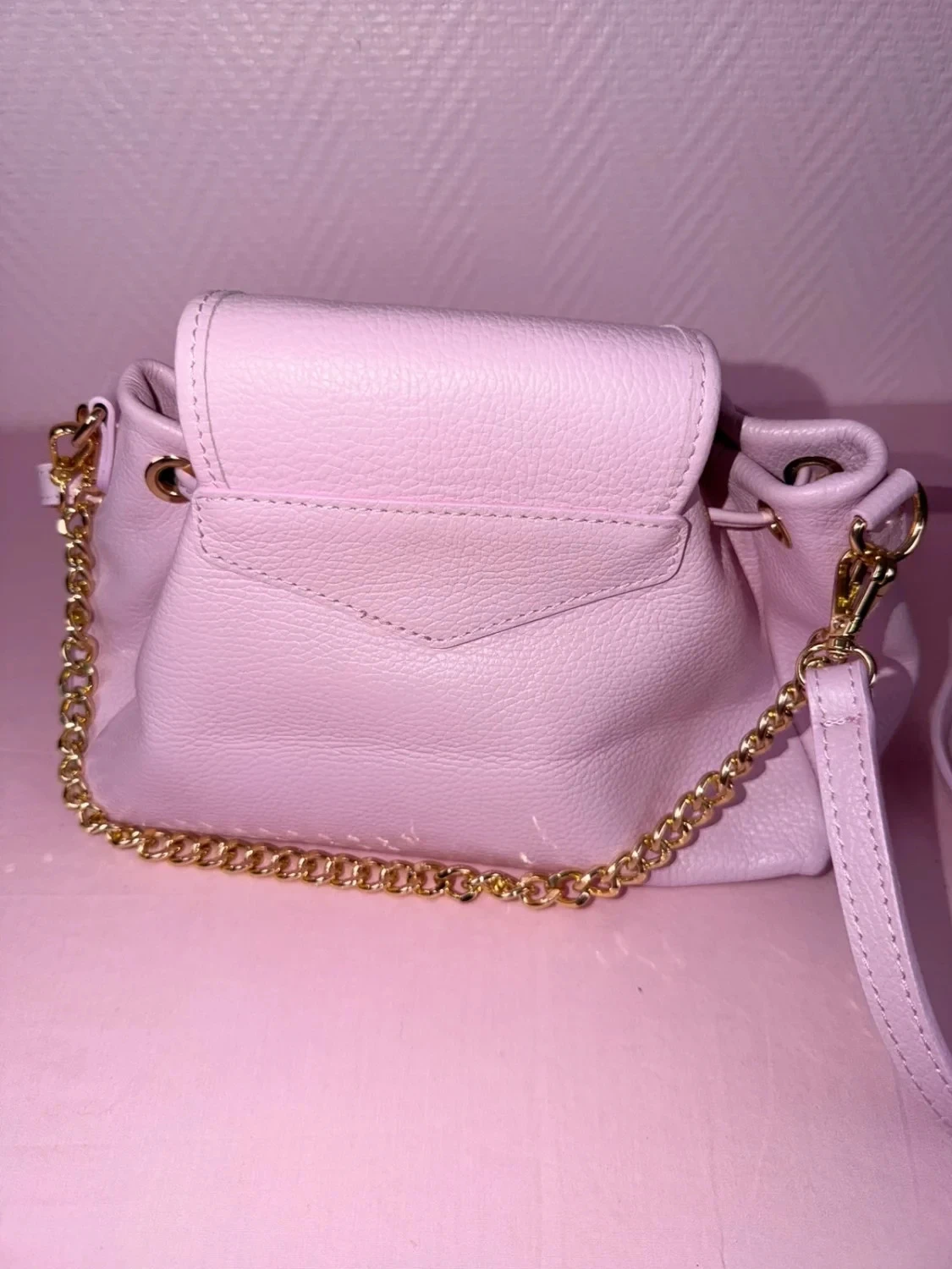 Bolsa vera Italy Bolsa de couro genuíno rosa montana – photo 7